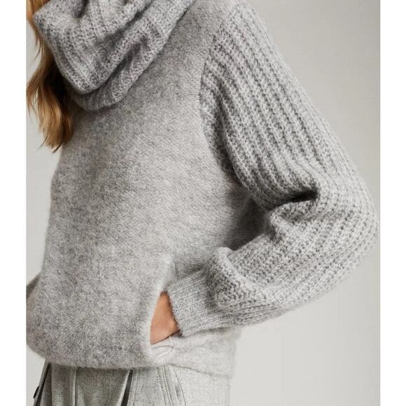Reiss Emma Grey Mark Chunky Roll Neck Sweater Size Large - Picture 1 of 12